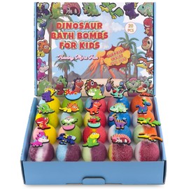 20 Bath Bombs for Kids with Dinosaur Suction Cup Surprise Inside, All Natural Organic Bath Bombs for Girls and Boys Birthday Christmas Colorful Bubble Bombs for Toddlers