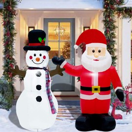 Twinkle Star Set of 2 Christmas Inflatables Lighted Santa Claus and Snowman, 4FT Blow Up Indoor Outdoor Xmas Decor Lawn Yard Garden Decorations