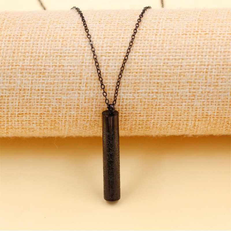 JunyiDIY Black Stainless Steel Scripture Necklace | Quran Pendant Necklaces