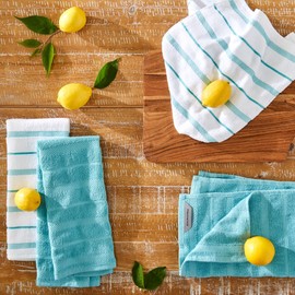 KitchenAid Albany Kitchen Towel Set, Set of 4, Aqua 4 Count