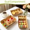 100 Pack Paper Food Serving Trays, 2 Compartment Nacho Boat