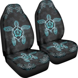 Poceacles Front Seat Cover Saddle Cover Universal Fit Turtle Hibiscus Floral Print Bucket Seat Cover Decorative Car Interior Accessories