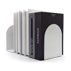 Lulonpon 2 Pieces Book Ends, Bookends, Book Ends for Shelves, Book Ends for Heavy Books, White Bookends, Metal Bookends for School, Library,Desktop Organizer and Book Shelves