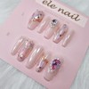 Pink Purple Mother of Pearl Stone Nail - Short Coffin