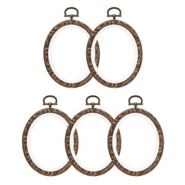 PATIKIL 4x3.5inch Embroidery Hoops, 5Pieces Imitated Wood Oval Frame Cross Stitch Hoop Ring for Embroidery Art Craft Sewing Ornaments Hanging Decoration