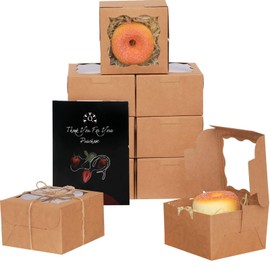 qiqee qiqee Bakery Box with Window 4*4*2.5inch/100Packs Brown Macaron Boxes Small Donut Pastry Boxes for Party Mini Cookie Boxes(5 Diferent Gift Include)