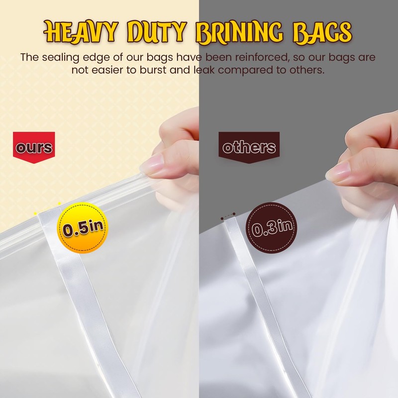 MEWMET Brine Bags for Turkey, 26"×22", 3 Pack, Double Zipper