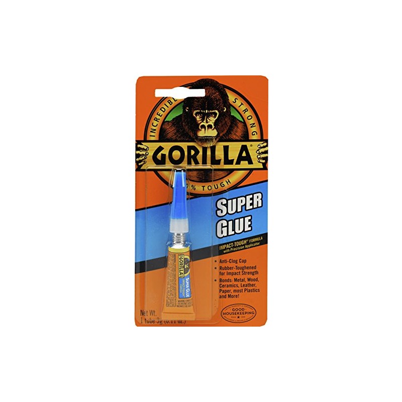 Gorilla Super Glue Tube, 3 g, transparente, Regular, 1 unidad,
