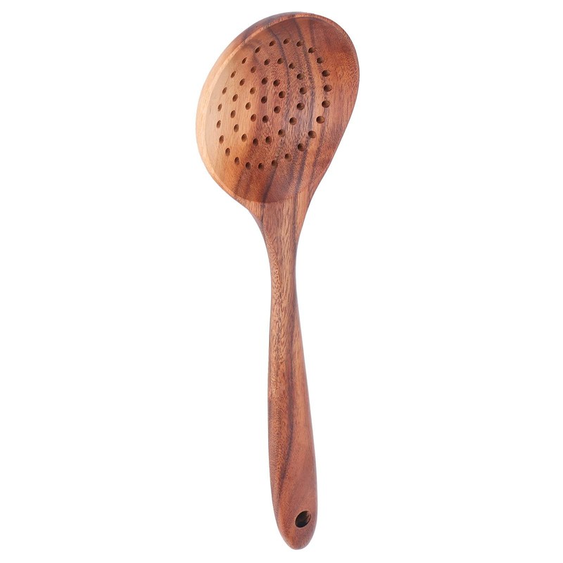 2Pcs Teak Slotted Spoon, Skimmer Slotted Spoon Slotted Spoon Spaghetti