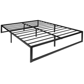 Flash Furniture Lana 14" Queen Platform Metal Bed Frame, Modern Metal Queen Size Platform Bed Frame, No Box Spring Required, Black