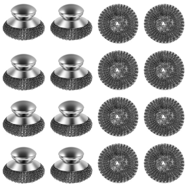 8 Pack Steel Wool Scrubber with 8 PCS Replacement Wire