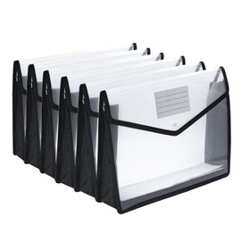 Plastic Expanding File Folder,Envelope Folders for Documents, File Folder Organizer Holder with Snap Closure,Waterproof Transparent File Folder,Large Capacity, Fit Letter/A4 Size (Black-6 Pack)