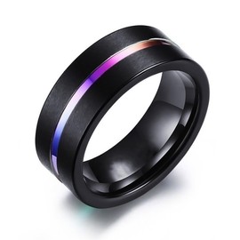 Cupimatch Mens Promise Rings Couple Rings Wedding Rings Set for Him and Her Purple Cubic Zirconia Stainless Steel 2 Stack Wear 11 Size for Fathers Day