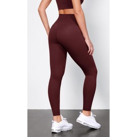 ODODOS ODLIFT Full Length Compression Leggings with Inner Pocket for Women, 28" High Waist Workout Yoga Pants, Burgundy, Medium