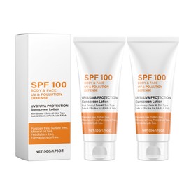 2 Stück Sonnenschutzmilch mit LSF 100, Feuchtigkeitsspendende Sonnencreme Mit Reis-Extrakt, Sunscreen, Sonnenschutz-Milch, Sehr Leichte und Rückstandslose Sonnencreme