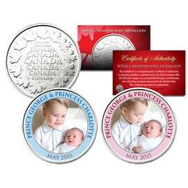 Prince George & Princess Charlotte Set of 2 Royal Canadian Mint Medallion Coins