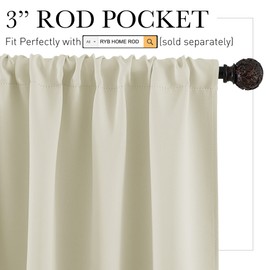 RYB HOME RV Camper Door Window Curtains -Blackout Privacy Curtains & Drapes for Bathroom Bedroom Kitchen Portable Travel Trailer Small Window Decor, W 34 x L 24, Beige, 2 Panels