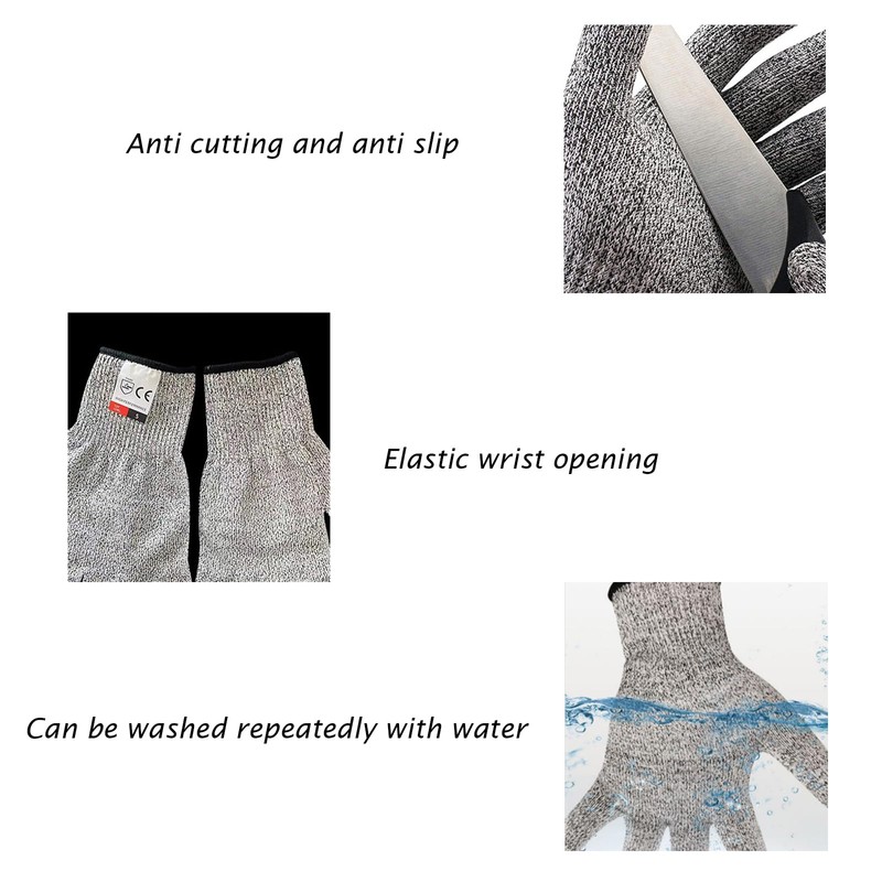 JNGTKL Cut Proof Gloves, 2 Pairs Gray Cut Resistant Gloves,