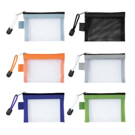 Nzexlyva 6 Pcs Small Toiletries Pouch with Zip, Mesh Zipper Pouch Bags for Coin Bags, Travel Pouch, Small Toiletry Bag, Travel Minis, Portable Organiser for Lipstick, Data Cable, Headphones