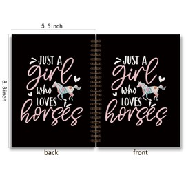foedor Just a Girl Who Loves Horses Spiral Notebook,Horse Gifts for Girls,Horse Notebook Journal for Offices Schools,Cute Aesthetic Floral College Ruled Notebooks for Work Writing Journaling