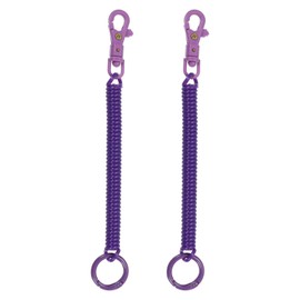 [PATIKIL] Retractable Coil Spring Keychain Anti-lost Keychain Holder Lanyard Cord Metal Lobster Clasp with Key Ring for Key Wallet, dark purple