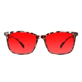 TIJN Sleep Glasses for 99.9% Blue Green Light Blocking Dual AR Coatings Red Lens for Computer Gaming Reduce Eyestrain, TR90, Leopard