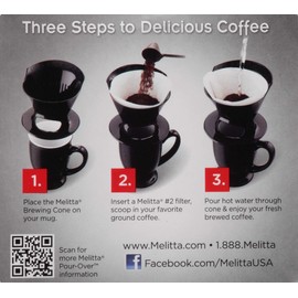 Melitta Coffee Maker, Single Cup Pour-Over Brewer, Black (Pack of 8)