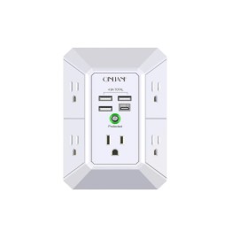 5 Outlet Extender Surge Protector Multi Plug Wall Adapter USB Charger Ports with