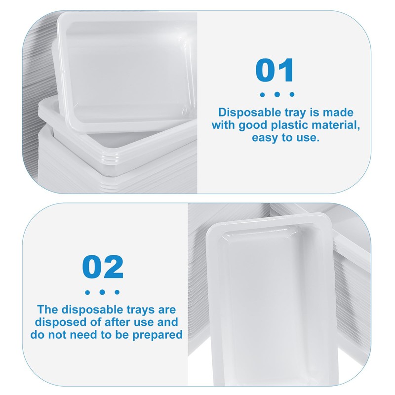 VILLCASE 100pcs Disposable Plastic Trays, Instrument Tray Medical Instrument Rectangular