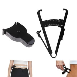 NHQZ Pack of 3 Body Fat Tongs and Body Measuring Tape and Comparison Chart, Body Fat Tongs, Body Fat Measuring, Caliper Body Fat Tongs, for Measuring Body Fat Percentage (Black)