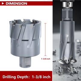 GRIXLEN 15/16" x 1-3/8" Annular Cutter with Weldon Shank,Carbide Tip Annular Drill Bit for Stainless Steel, Iron (1-3/8" Depth, 15/16" Diameter)