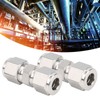 2Pcs 316 Stainless Steel Compression Fitting Straight DoubleFerrule Tube Adapter(Ф10