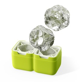 ZOKU Set of 2 Silicone Ice Molds, Deco - Large Ice Cube Molds with Flower Pattern for Craft Cocktails, Keep Drinks Colder Longer with Less Dilution, Easy-Release, BPA-Free