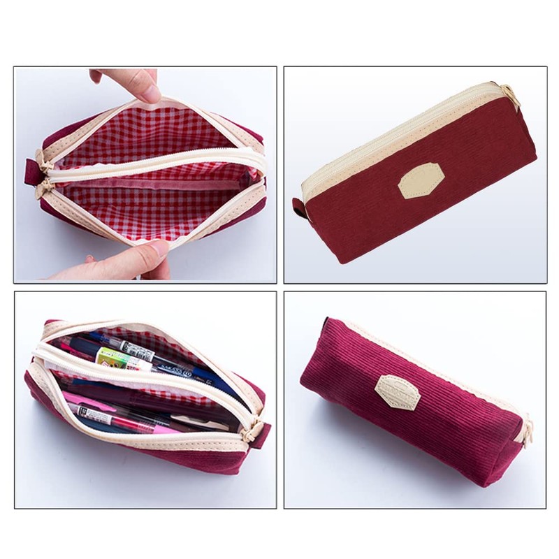 Pen Case, Double Zipper, Double Layer, 2 Rooms, Simple, Cute,