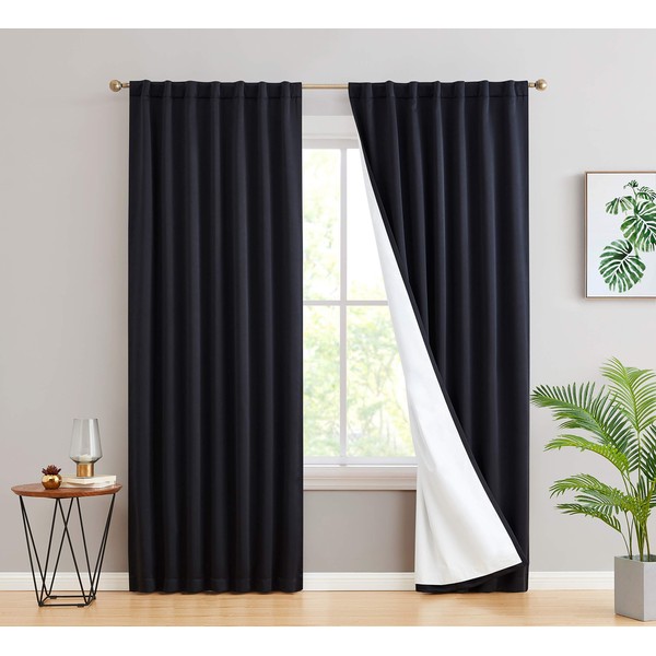 HLC.ME Hamilton 100% Complete Blackout Lined Drapery with Heavy Double