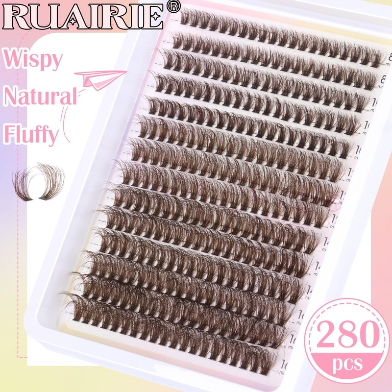 Brown Lash Clusters Eyelash Extensions 280pcs Fluffy Eyelash Clusters Lash