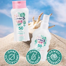 dulgon 2x Sonnenlotion Ultra Sensitiv LSF 50 200ml - Sonnencreme ohne Octocrylene - Schutz vor UVA & UVB - Sonnencreme 50 wasserfest, vegan & mikroplastikfrei - Sonnenschutz Creme 50, Sonnenschutz 50
