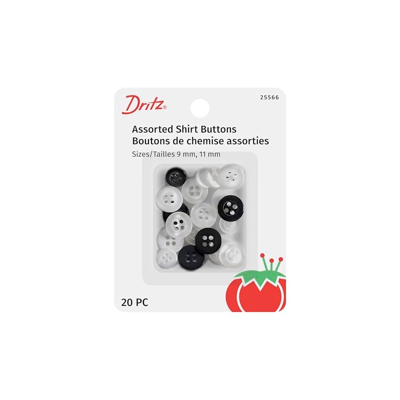 Dritz, Surtido, 9 y 11 mm, 20 botones de camisa,