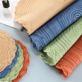 VEIZIBEE Coasters or Coffee Mat, Woven Round Placemats, 6 x 18 cm, Table Mats, Heat Resistant Braided Placemats, Washable Round Hand Woven Place Mats for Kitchen, Dining Table, European Style