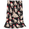 Christmas Pug Dog Fleece Throw Blanket Soft Lightweight Warm Cozy