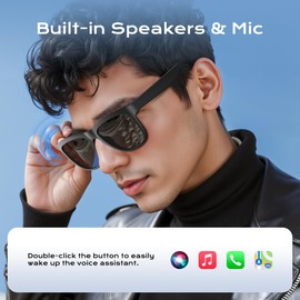 Bluetooth Glasses for Women & Men, Smart Audio Sunglasses for Men with Built-in Speakers, UV400 Protection, Wireless Music & Calls, Lightweight Frame, Touch Control Compatible with iOS/Android