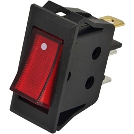XYZIL ZE-215 Lighted Rocker Switch - ON-Off, Compatible with Zing Ear, Charmglow, Win Star Fireplace Stove Heater - 3 Prong Red Illuminated SPST Snap-in