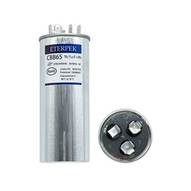 ETERPEK 70+5 uF 70/5 MFD ±6% 370V/440VAC CBB65 Dual Run Start Capacitor for AC Round A/C Capacitor for Motor Run, Condenser Straight Cool, Heat Pump, Air Conditioner, AC Unit Fan, HVAC