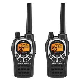 Midland GXT1000VP4 GMRS Two-Way Radio (50-Channel, Long Range, 142 Privacy Codes, SOS, NOAA, Rechargeable Nickle Battery, Black/Silver, 2-Pack)
