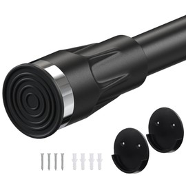 Closet Rod - 29-45 inch Adjustable Closets Rod for Hanging Clothes, Heavy Duty Closet Hanging Poles with Brackets, Space Saving Closet Bar for Hanging Clothes, Drilling or Adhesive Mount