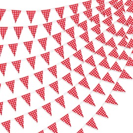 60 Pcs 85.3 Feet Carnival Circus Picnic Party Decorations Supplies,circus Carnival Banner Red and White Checkered Flag Pennant Gingham Party Supplies