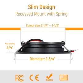 Obeaming 8-Pack 12 Volt LED Puck Light RV Recessed Mount Ceiling Light 2.75” 12V Down Light for Camper Van Truck Boat Interior Ceiling Kitchen Cabinet Lighting CRI 93 (Black/Warm White)