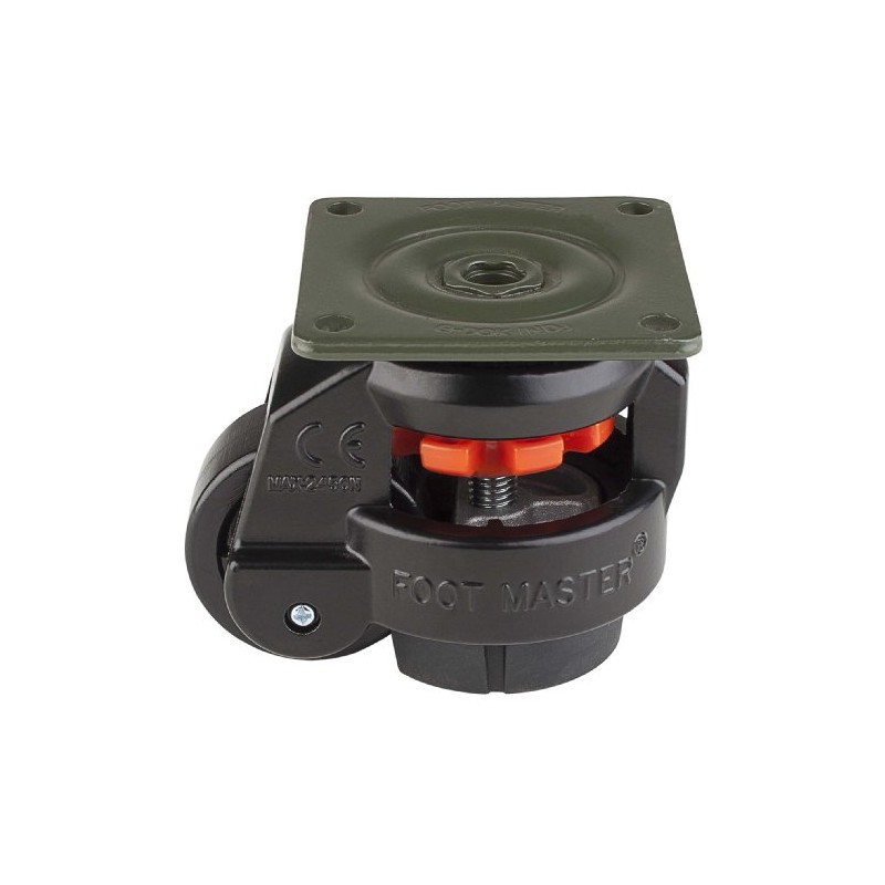 FOOT MASTER GD-60-F-NYN-FBL Leveling Caster, 50 mm Nylon 66 Wheel,