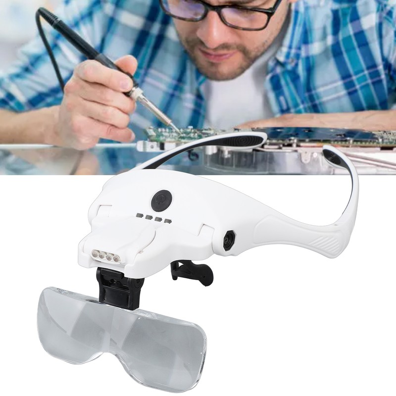 Rechargeable Headband Magnifier Hands Free Head Magnifying Glasses with 4