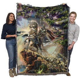 Pure Country Weavers The Knight Blanket by Myles Pinkney - Gift Fantasy Tapestry Throw Woven from Cotton - Made in The USA (72x54)